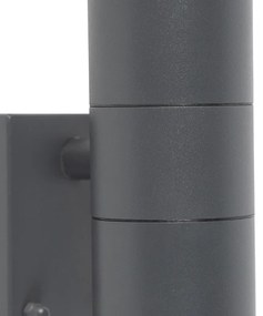 Vonkajšie nástenné svietidlo antracitové 2 svietidlá IP44 s pohybovým senzorom - Duo