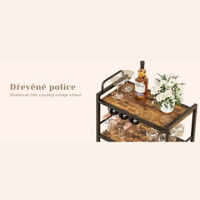 Servírovací vozík Houseland Lexo hnědý/černý