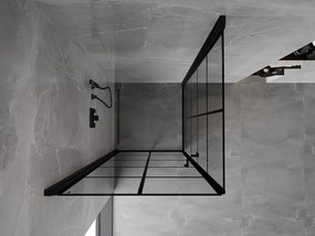 Mexen Mist-B Duo, 2-krídlový výklopný sprchový kút 90 x 90 cm, číre sklo-čierna mriežka, 8A2-090L-090P-70-77