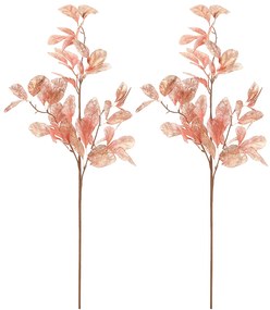 Set vianočných vetvičiek s pozlátenými lístkami, 2 ks, ružová, 85 cm