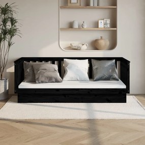 Denná posteľ čierna 100x200 cm borovicový masív