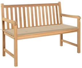 Záhradná lavička s béžovou podložkou 120 cm tíkový masív 3062679
