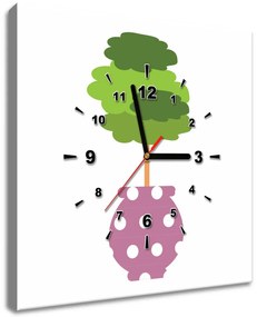 Gario Obraz s hodinami Zelený stromček vo váze Rozmery: 40 x 40 cm