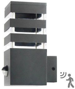 Polux Vonkajšie nástenné svietidlo so senzorom TEKSAS 1xE27/12W/230V IP44 antracit SA1768