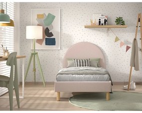 Ružová čalúnená jednolôžková posteľ s roštom 90x200 cm MOON – Vipack