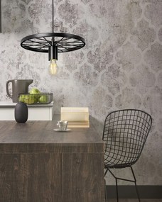 Toolight - Stropná lampa závesná retro kruhová 1xE27 APP212-1CP, čierna, OSW-08001