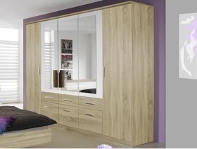 Šatníková skriňa Burano, 225 cm, dub sonoma/biela%
