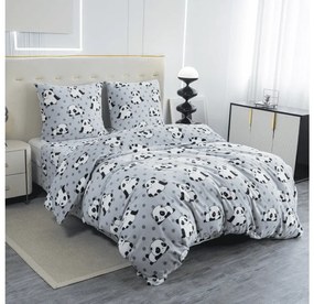 Obliečky mikroplyš PANDA sivá Rozmer obliečky: 2 ks 70 x 90 cm | 200 x 220 cm
