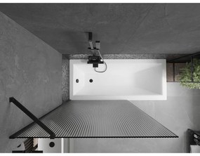 Mexen Next, vaňová zástena 1-krídlová 100 x 150 cm, fixné krídlo, 6 mm sklo s pruhmi, čierny profil, 895-100-000-00-09-70