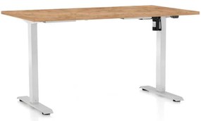 Výškovo nastaviteľný stôl OfficeTech A, 120 x 80 cm, biela podnož, dub kraft