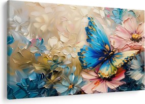 Obraz - Maľba kvetov a motýľov (90x60 cm)