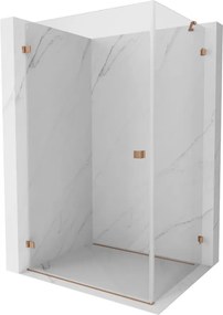 Mexen Lunar-B, sklápací sprchový kút ľavý 95 x 90 cm, 8mm číre sklo, profil medená matná, 832-095-090-65-00-L
