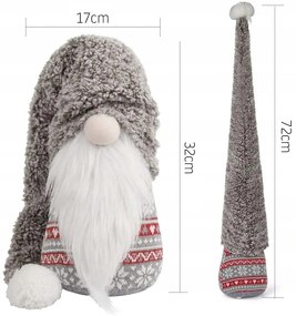 Tutumi Tutumi, vianočný trpaslík 72cm YX044, šedá, CHR-09636
