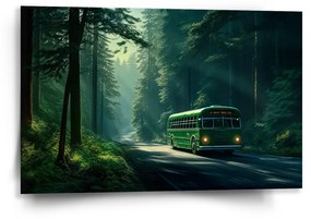 Sablio Obraz Zelený autobus v lese - 60x40 cm