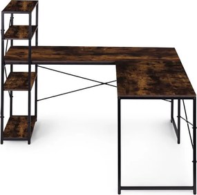 Rohový pracovný a herný stôl s policami