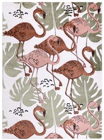 Dywany Łuszczów Detský kusový koberec Fun Flami Flamingos cream - 80x150 cm
