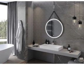 Mexen Reni, LED kúpeľňové zrkadlo s podsvietením 80x80 cm, 6000K, čierny rám, ochrana proti zahmlievaniu, 9812-080-080-611-70