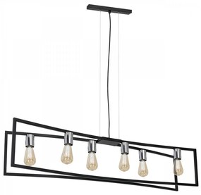 Luster na lanku TUNJA 6xE27/60W/230V čierna/chróm