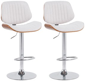 Design-Shop 2x Barová stoličkaClawson - látka, chróm rám - orech/krém