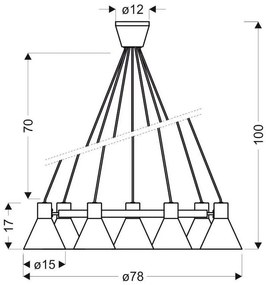 Candellux Čierno-zlatý závesný luster More pre žiarovku 7x E27 37-71170