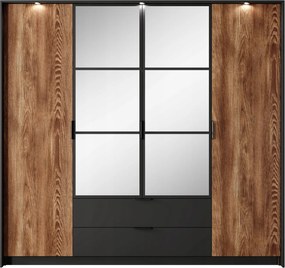 Veľká skriňa do spálne Milton 220 cm, gaštan, antracitová