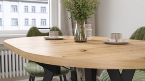 Mazzoni ALMO Dub Artisan / čierne nohy - OVÁLNY ROZKLADACÍ STÔL 140-240 cm PRE 10-12 OSÔB