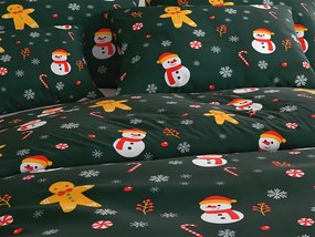 Bavlnené obliečky SNOWMAN AND GINGERBREAD zelené Rozmer obliečky: 70 x 90 cm | 140 x 200 cm