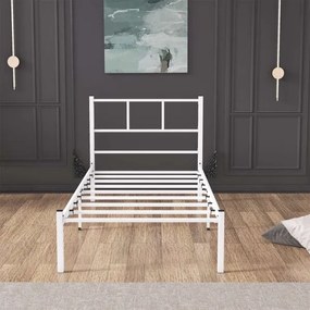 Kovová jednolôžková posteľ ROVAN 90x200 cm biela nosnosť 120 kg