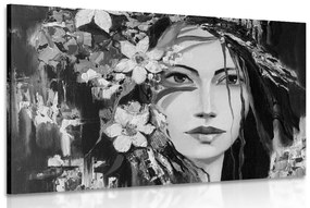 Obraz originálna maľba ženy v čiernobielom prevedení - 90x60