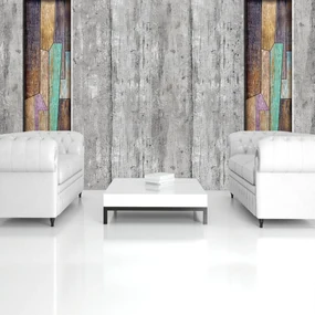 Fototapeta - Šedé a farebné drevené dosky (152,5x104 cm)
