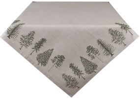 Béžový bavlnený obrus so stromčekmi Natural Pine Trees - 150*250 cm