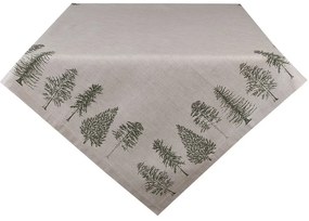 Béžový bavlnený obrus so stromčekmi Natural Pine Trees - 150*250 cm