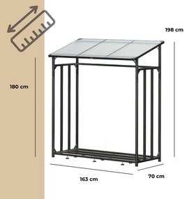 Prístrešok na palivové drevo CORINA, 198x163x70cm, antracitová/zelená Gardebruk