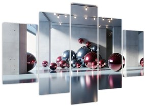 Obraz - 3D priestor s guľami II. (150x105 cm)