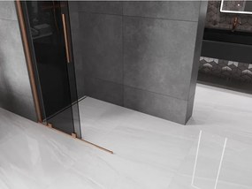 Mexen Velar, sprchová zástena s posuvnými dverami Walk-in 100 x 200 cm, 8mm šedé sklo, medená matná, 871-100-000-43-65