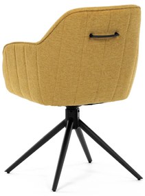 Autronic - Židle jídelní a konferenční, žlutá látka, černé kovové nohy, otočný mechanismus - HC-536 YEL2