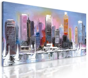 Obraz umelecká maľba moderného mesta