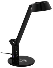 EGLO Stolná LED lampa s možnosťou nabíjania telefónov BANDERALO, 4,8 W, teplá-studená biela, čierna