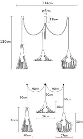 Luster na lanku MEZOPOTAMYA 3xE27/40W/230V pavúk zlatá