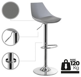 Sivé barové stoličky s nastaviteľnou výškou z imitácie kože v súprave 2 ks (výška sedadla 56,5 cm) – Casa Selección