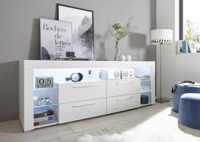 TV stolík Goal 179 cm, biely, s osvetlením