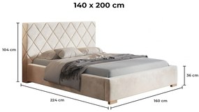 PROXIMA.store - Dizajnová čalúnená posteľ TORI ROZMER: 140 x 200 cm, FARBA NÔH: dub