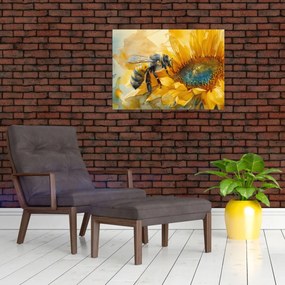 Sklenený obraz - Včielka, akvarel (70x50 cm)