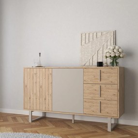 Nízka komoda v dekore duba v sivo-prírodnej farbe 140x80 cm Millay – Marckeric