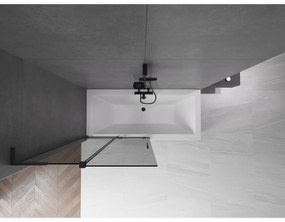 Mexen Velar L, 2-krídlová posuvná vaňová zástena 100 x 150 cm, 8mm šedé sklo, čierna matná, 896-100-003-41-70