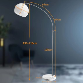 Dizajnová oblúková lampa s mramorovou základňou - nastaviteľná 190 - 200 cm