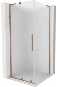 Mexen Velar L, sprchový kút s posuvnými dverami 100 x 100 cm, 8mm sklo námraza, medená matná, 871-100-100-33-65