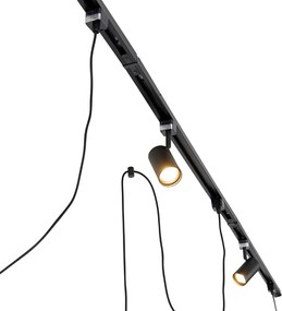 1-fázový koľajnicový systém s 3 reflektormi a 3 závesnými lampami čierny - Cavalux Jeana