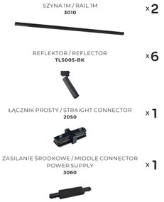 Zuma Line 3027 - Bodové svietidlo v lištovom systéme LULU 6xGU10/35W/230V čierna