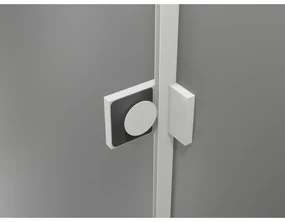 Mexen Lunar T, pravý výklopný sprchový kút 140 x 120 cm, 8mm číre sklo, biely profil, 834T-140-120-20-00-P